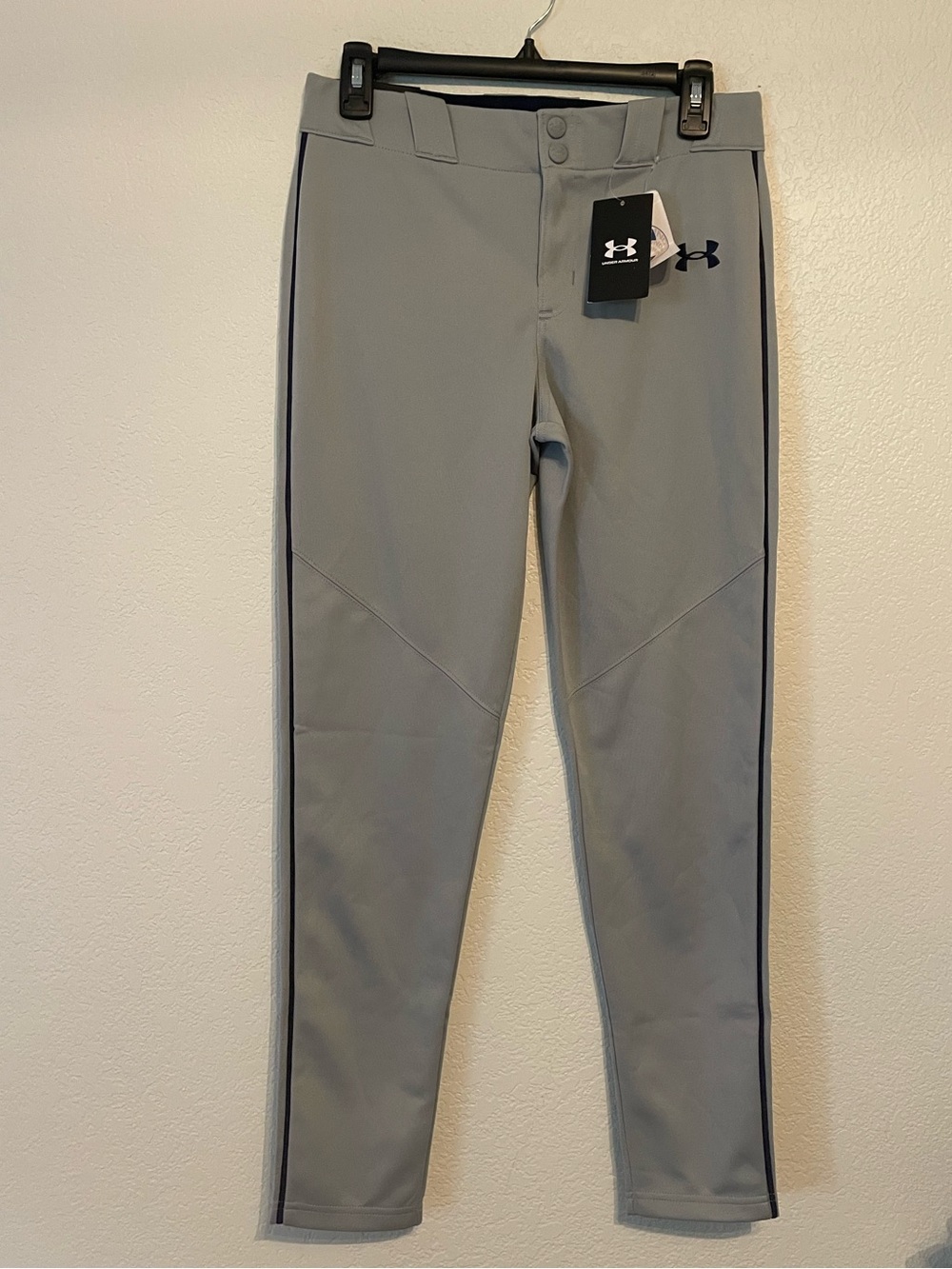 Under Armour Boys Light Gray Baseball Pants with Black Trim